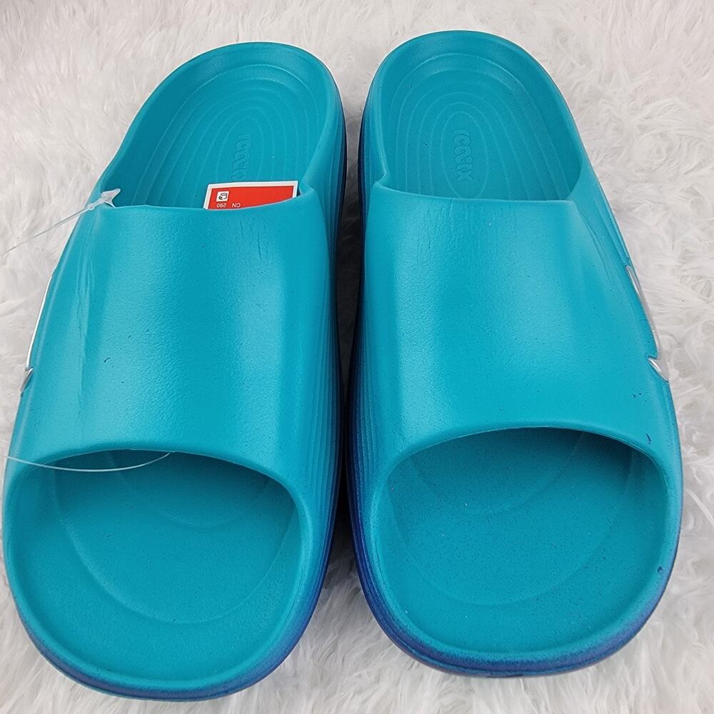 Nike Rubber Slides Men Slippers Blue Sliver Swoosh Logo Casual Lounge Sandal 11